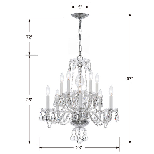 Crystorama 5080-CH-CL-S Traditional Crystal Ten Light Chandelier Polished Chrome Alternate Image.jpg