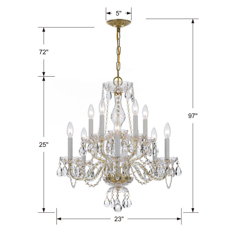 Crystorama 5080-PB-CL-MWP Traditional Crystal Ten Light Chandelier Polished Brass Alternate Image.jpg