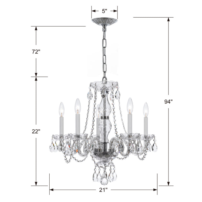 Crystorama 5085-CH-CL-MWP Traditional Crystal Five Light Chandelier Polished Chrome Alternate Image.jpg