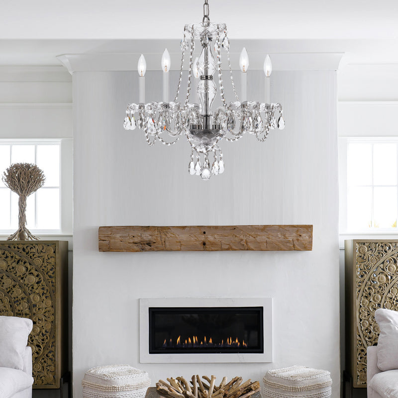 Crystorama 5085-CH-CL-MWP Traditional Crystal Five Light Chandelier Polished Chrome Alternate Image 2.jpg