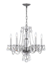 Crystorama 5085-CH-CL-MWP Traditional Crystal Five Light Chandelier Polished Chrome Main Image.jpg