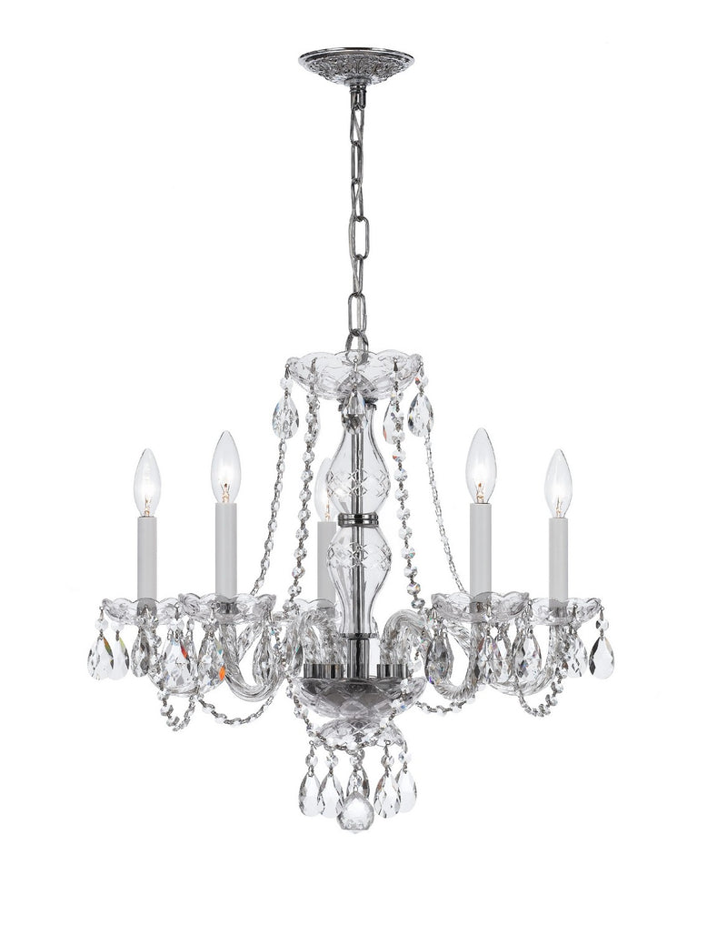 Crystorama 5085-CH-CL-MWP Traditional Crystal Five Light Chandelier Polished Chrome Main Image.jpg