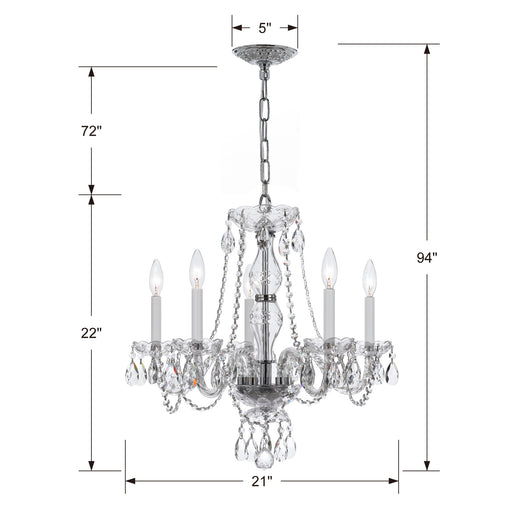 Crystorama 5085-CH-CL-S Traditional Crystal Five Light Chandelier Polished Chrome Alternate Image.jpg