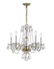 Crystorama 5085-PB-CL-S Traditional Crystal Five Light Chandelier Polished Brass Main Image.jpg
