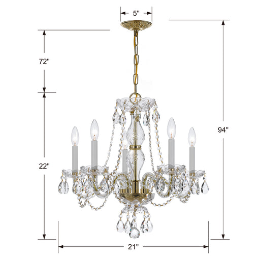 Crystorama 5085-PB-CL-SAQ Traditional Crystal Five Light Chandelier Polished Brass Alternate Image.jpg