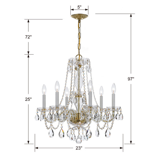 Crystorama 5086-PB-CL-MWP Traditional Crystal Six Light Chandelier Polished Brass Alternate Image.jpg
