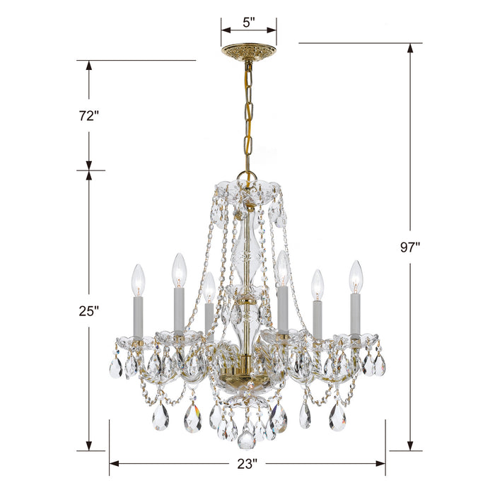 Crystorama 5086-PB-CL-MWP Traditional Crystal Six Light Chandelier Polished Brass Alternate Image.jpg