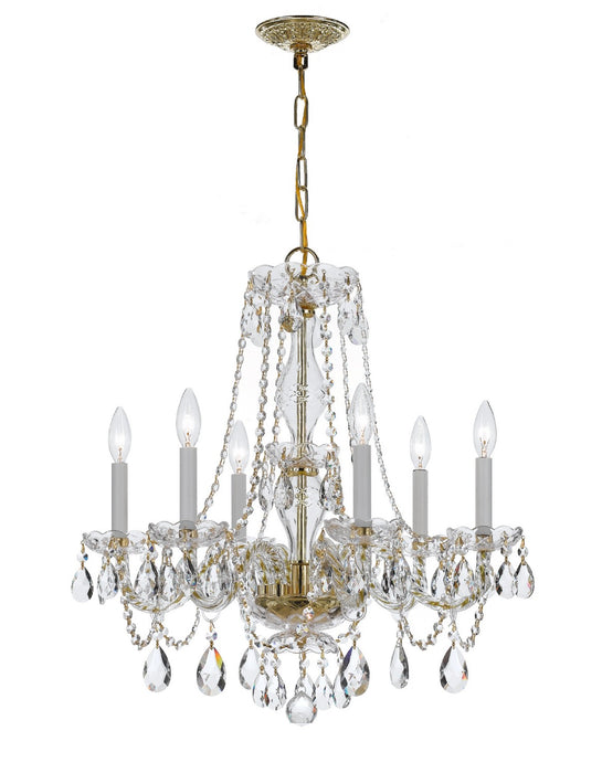 Crystorama 5086-PB-CL-MWP Traditional Crystal Six Light Chandelier Polished Brass Main Image.jpg