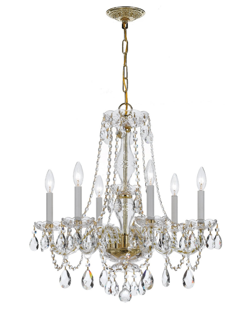 Crystorama 5086-PB-CL-SAQ Traditional Crystal Six Light Chandelier Polished Brass Main Image.jpg
