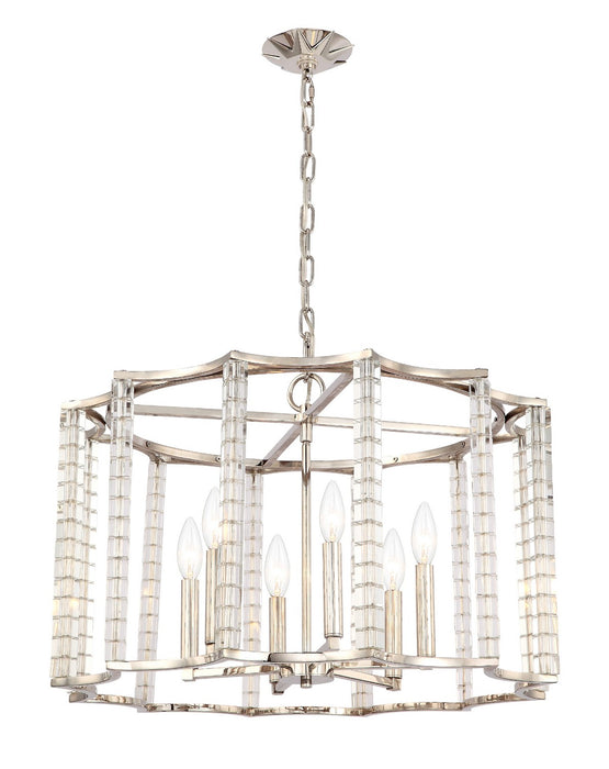 Crystorama 8856-PN Carson Six Light Chandelier Polished Nickel Main Image.jpg