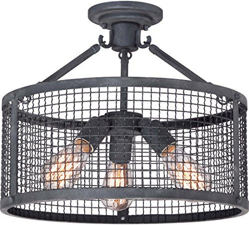 Quoizel WLR1716MB Wilder Three Light Semi-Flush Mount, Mottled Black Alternate Image 2.jpg