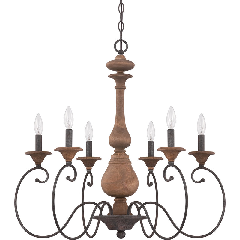 Quoizel ABN5006RK Auburn Six Light Chandelier, Rustic Black Alternate Image 2.jpg