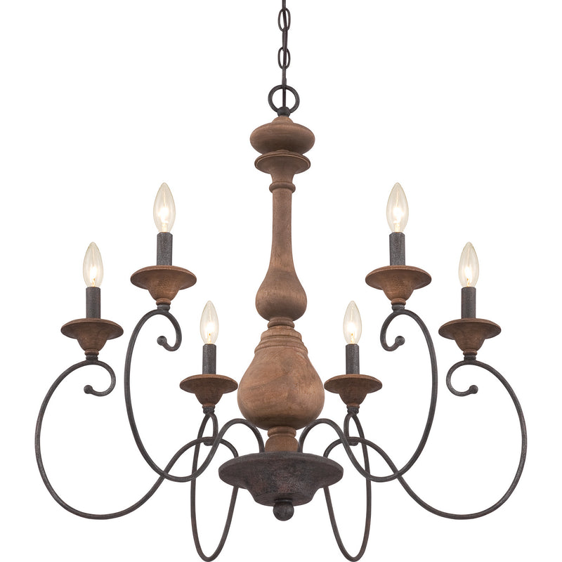 Quoizel ABN5006RK Auburn Six Light Chandelier, Rustic Black Alternate Image 3.jpg