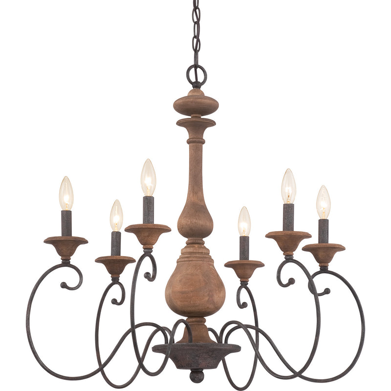 Quoizel ABN5006RK Auburn Six Light Chandelier, Rustic Black Alternate Image 4.jpg