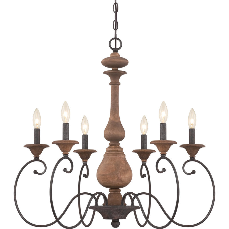 Quoizel ABN5006RK Auburn Six Light Chandelier, Rustic Black Main Image.jpg