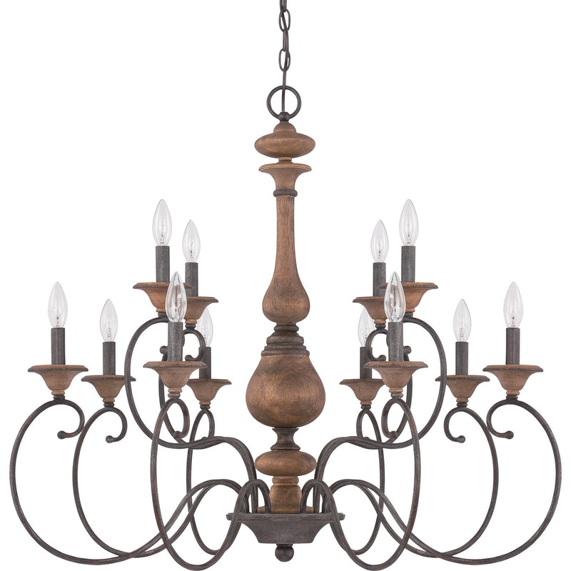 Quoizel ABN5012RK Auburn 12 Light Chandelier, Rustic Black Alternate Image 2.jpg