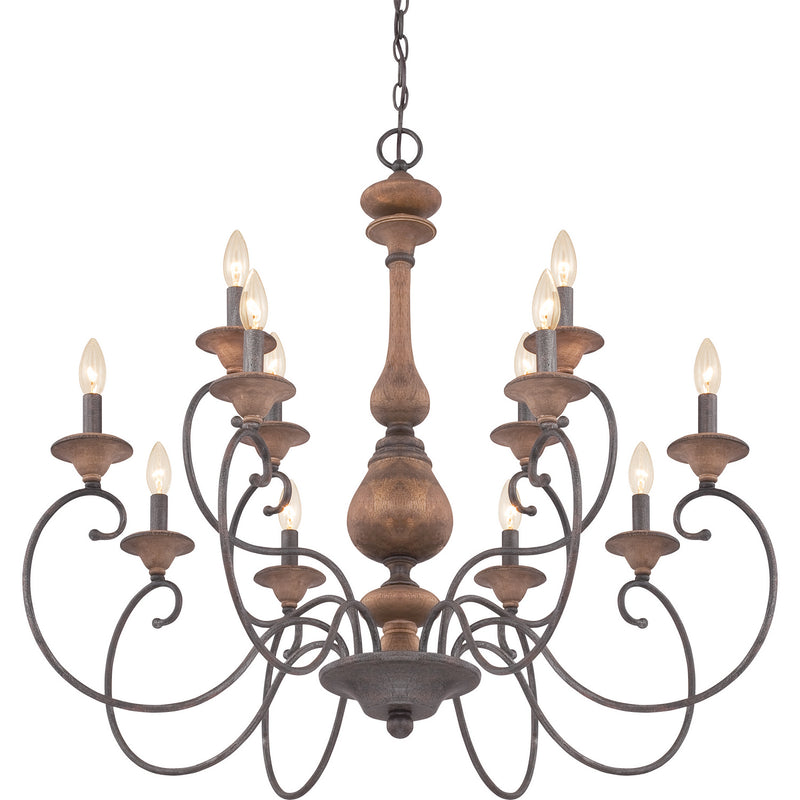 Quoizel ABN5012RK Auburn 12 Light Chandelier, Rustic Black Alternate Image 3.jpg