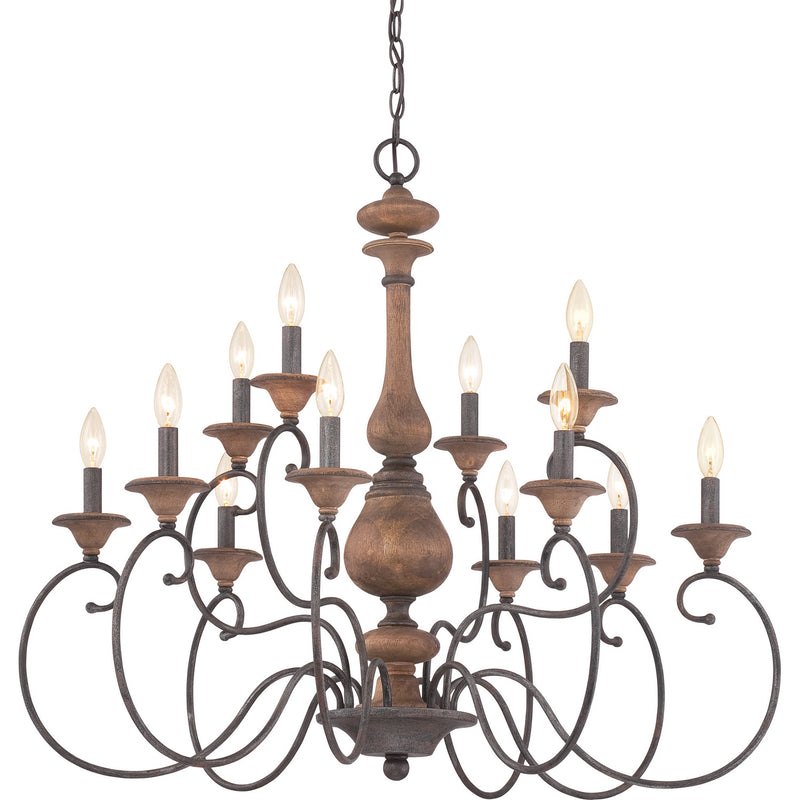 Quoizel ABN5012RK Auburn 12 Light Chandelier, Rustic Black Alternate Image 4.jpg