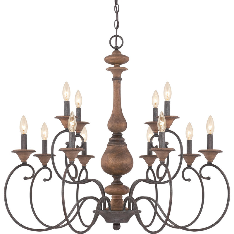 Quoizel ABN5012RK Auburn 12 Light Chandelier, Rustic Black Main Image.jpg
