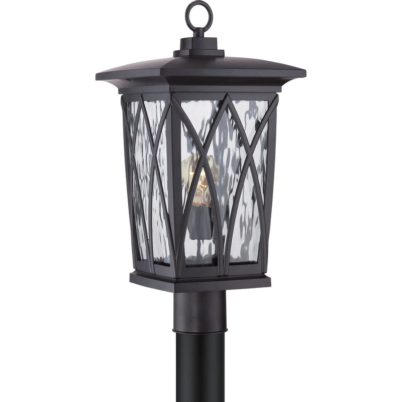 Quoizel GVR9010K Grover One Light Outdoor Post Mount, Mystic Black Main Image.jpg