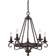 Quoizel NBE5005RK Noble Five Light Chandelier, Rustic Black Main Image.jpg