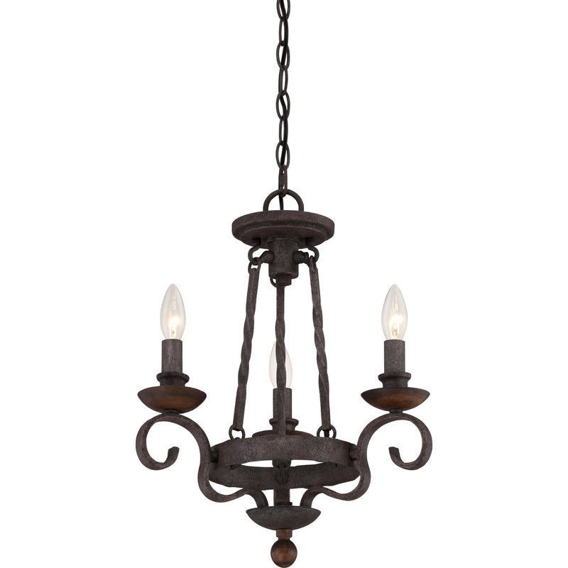 Quoizel NBE5303RK Noble Three Light Chandelier, Rustic Black Main Image.jpg