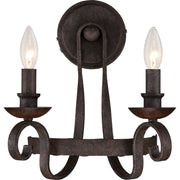 Quoizel NBE8702RK Noble Two Light Wall Sconce, Rustic Black Main Image.jpg