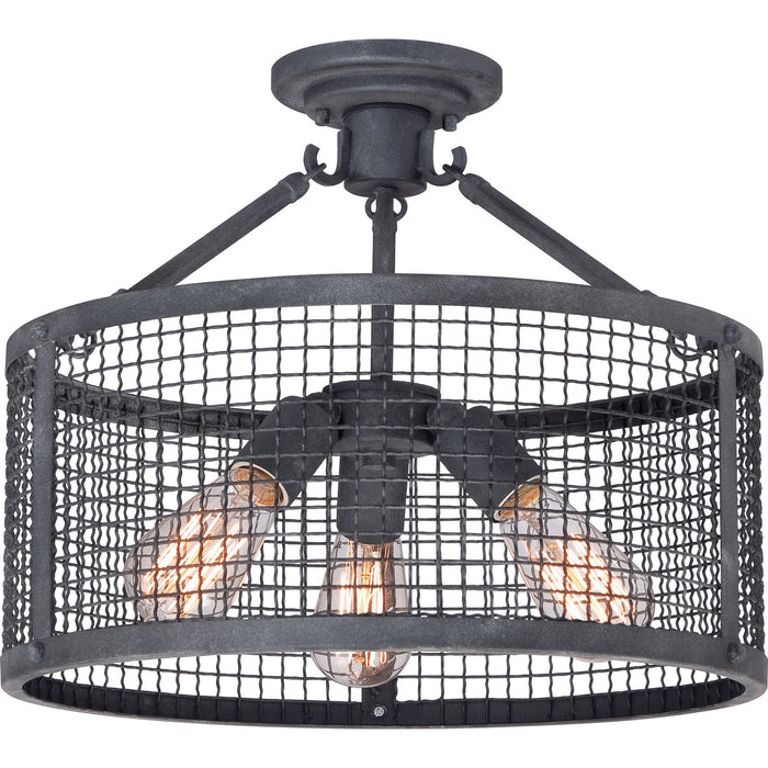 Quoizel WLR1716MB Wilder Three Light Semi-Flush Mount, Mottled Black Main Image.jpg