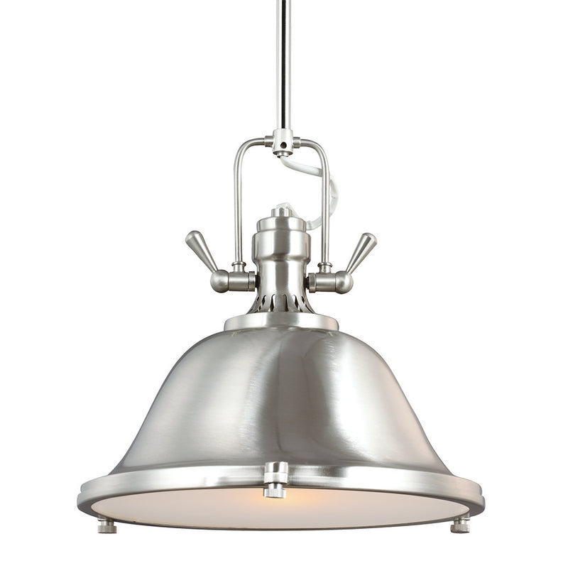 Generation Lighting 6514401-962 Stone Street One Light Pendant, Brushed Nickel Main Image.jpg