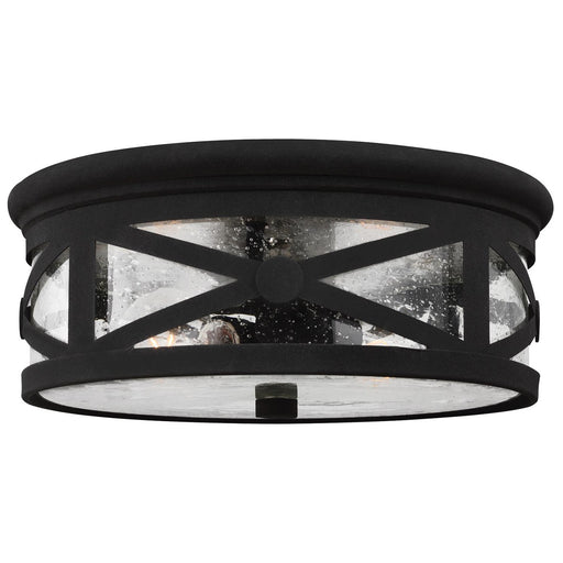 Generation Lighting 7821402-12 Outdoor Ceiling Two Light Outdoor Flush Mount, Black Main Image.jpg