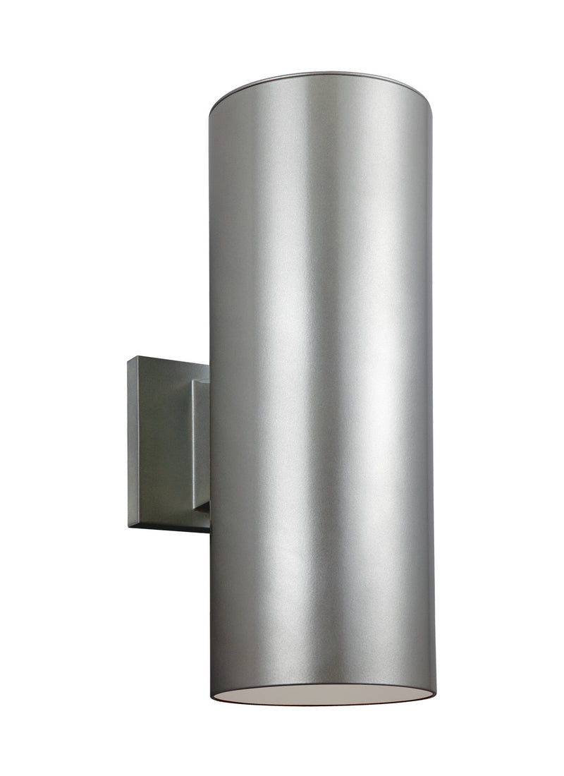 Visual Comfort Studio 8313802-753 Outdoor Cylinders Two Light Outdoor Wall Lantern, Painted Brushed Nickel Main Image.jpg