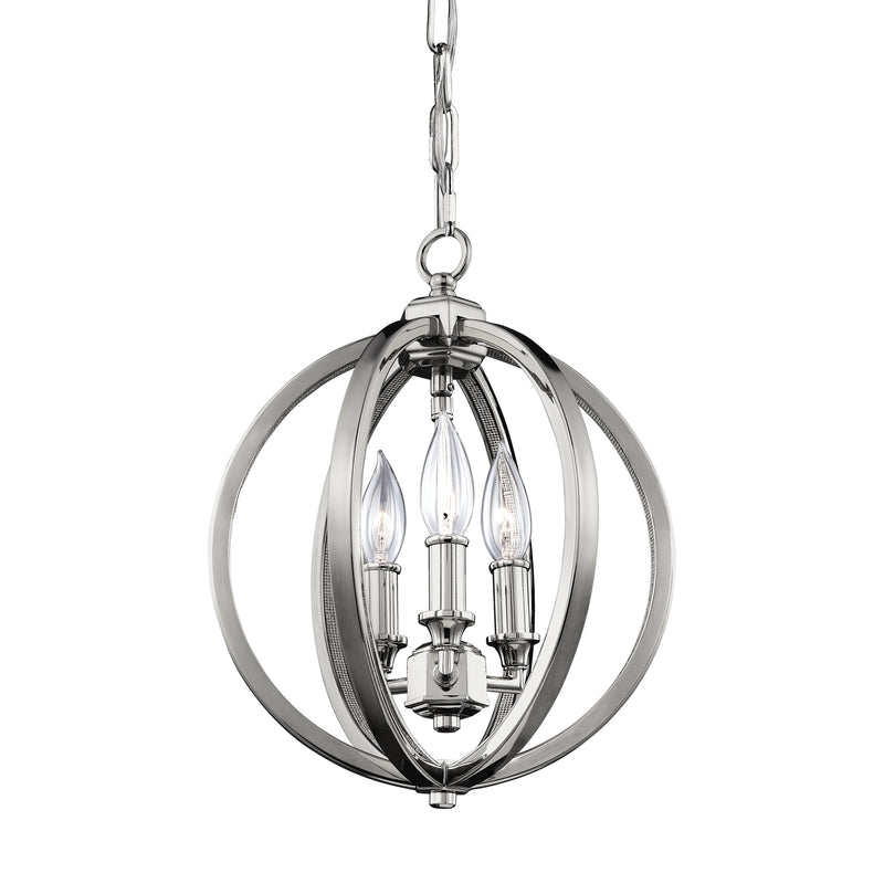 Visual Comfort Studio F3059/3PN Corinne Three Light Pendant, Polished Nickel Alternate Image.jpg