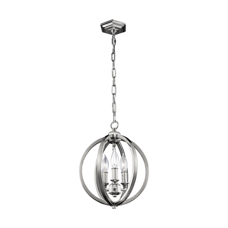 Visual Comfort Studio F3059/3PN Corinne Three Light Pendant, Polished Nickel Main Image.jpg