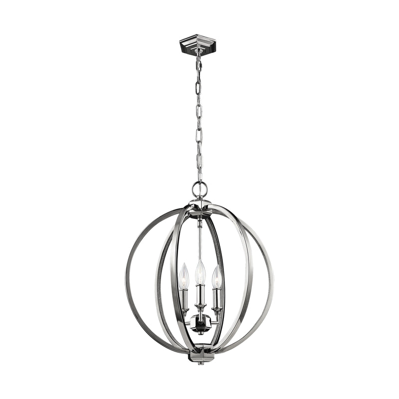 Visual Comfort Studio F3060/3PN Corinne Three Light Pendant, Polished Nickel Main Image.jpg