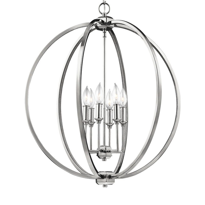 Visual Comfort Studio F3061/6PN Corinne Six Light Pendant, Polished Nickel Alternate Image.jpg
