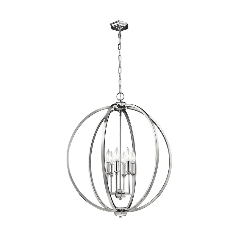 Visual Comfort Studio F3061/6PN Corinne Six Light Pendant, Polished Nickel Main Image.jpg