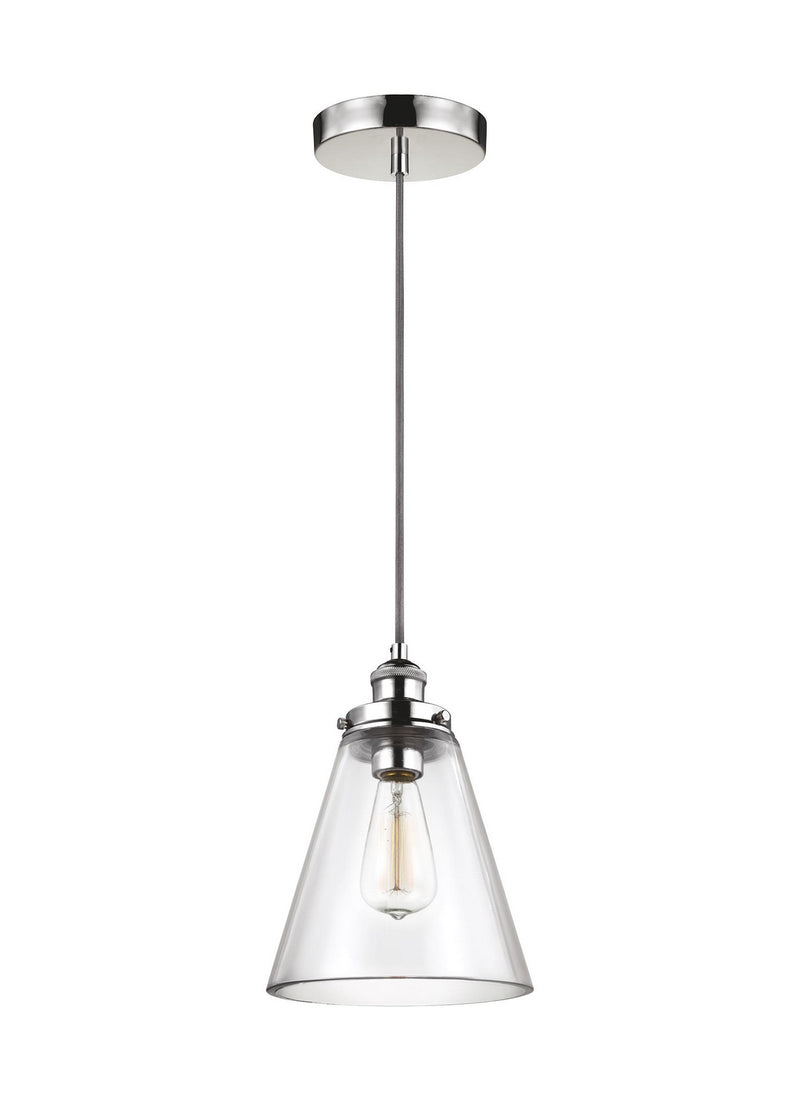 Visual Comfort Studio P1347PN Baskin One Light Pendant, Polished Nickel Main Image.jpg