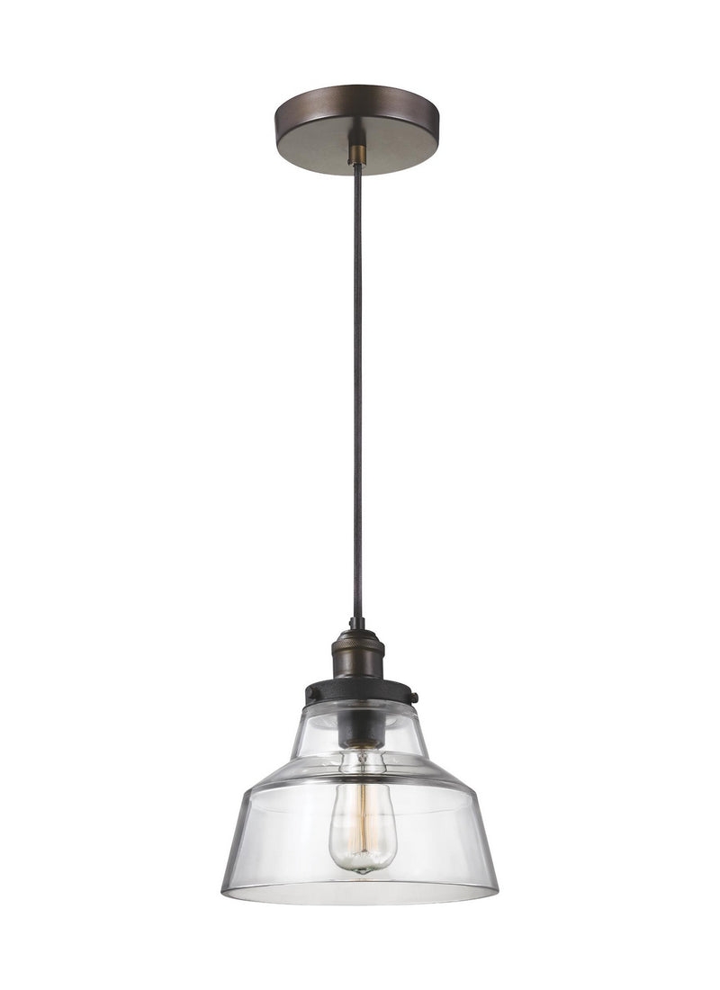 Visual Comfort Studio P1348PAGB/DWZ Baskin One Light Pendant, Painted Aged Brass / Dark Weathered Zinc Main Image.jpg