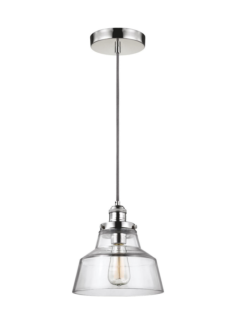 Visual Comfort Studio P1348PN Baskin One Light Pendant, Polished Nickel Main Image.jpg