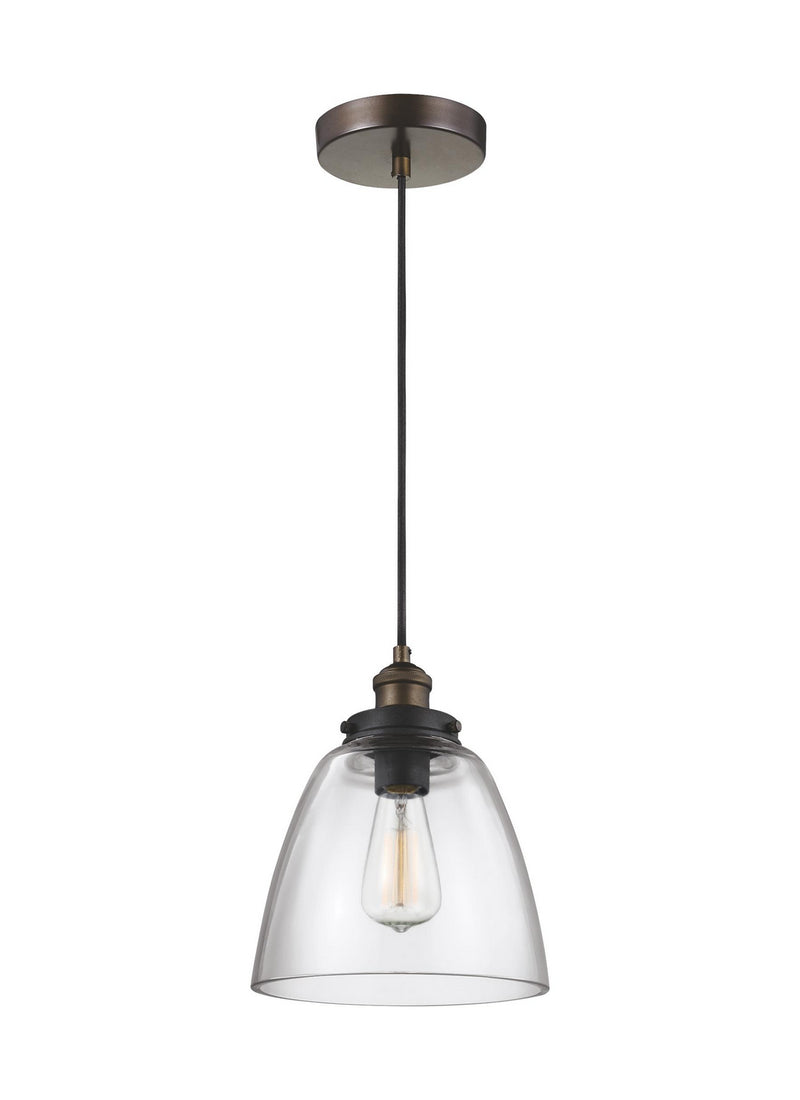 Visual Comfort Studio P1349PAGB/DWZ Baskin One Light Pendant, Painted Aged Brass / Dark Weathered Zinc Main Image.jpg