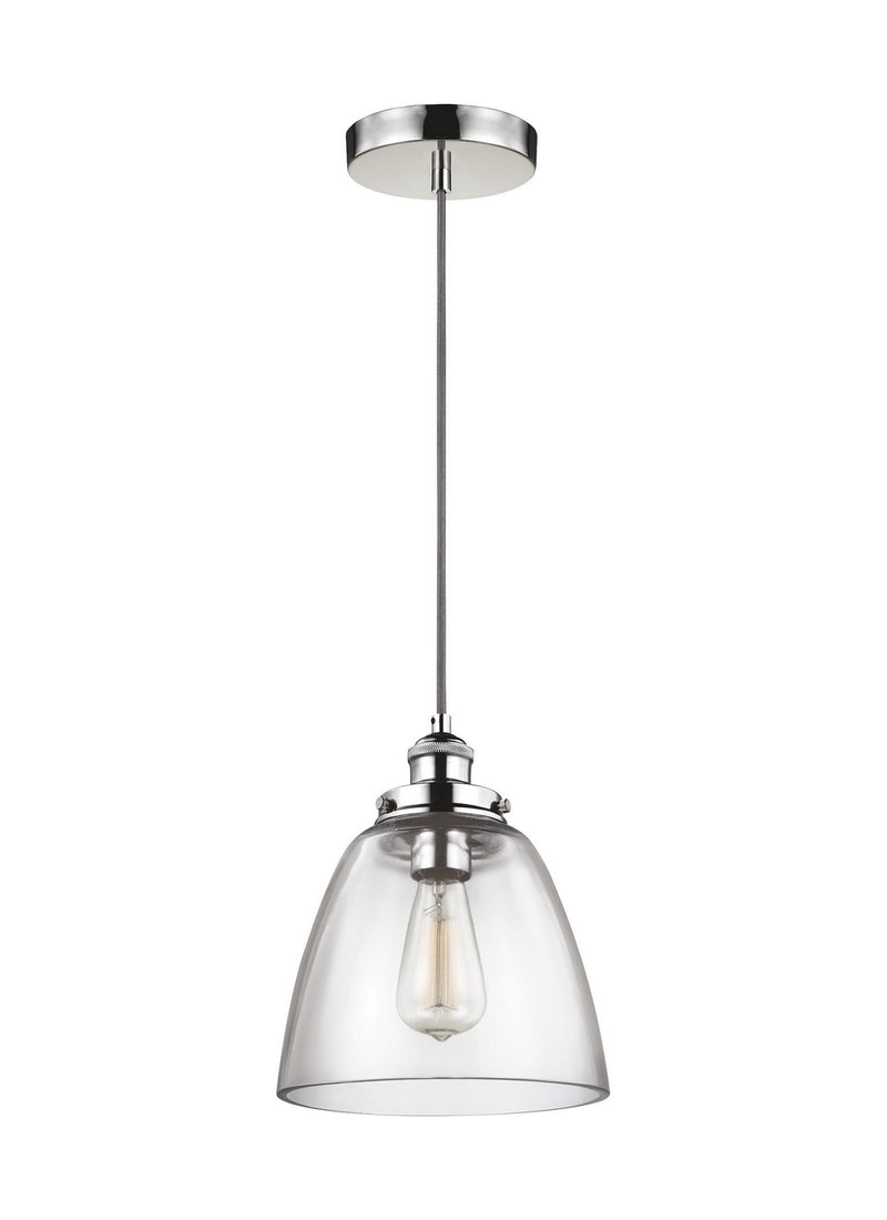 Visual Comfort Studio P1349PN Baskin One Light Pendant, Polished Nickel Main Image.jpg