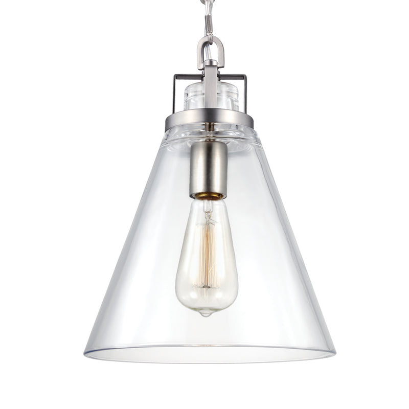 Visual Comfort Studio P1370SN Frontage One Light Pendant, Satin Nickel Main Image.jpg