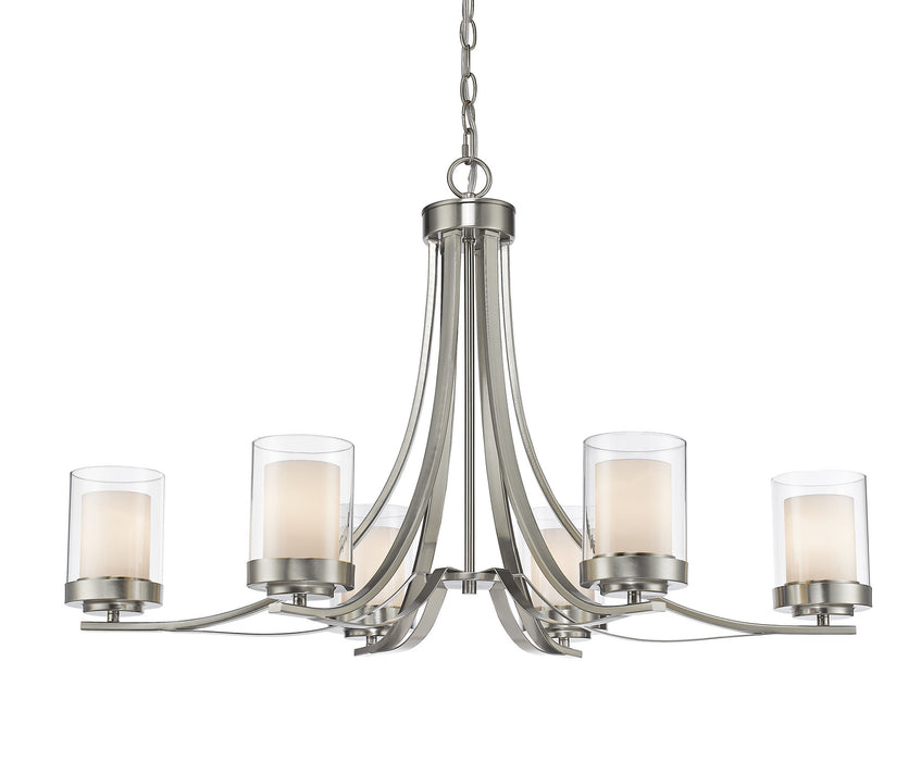 Z-Lite 426-6-BN Willow Six Light Chandelier, Brushed Nickel Main Image.jpg