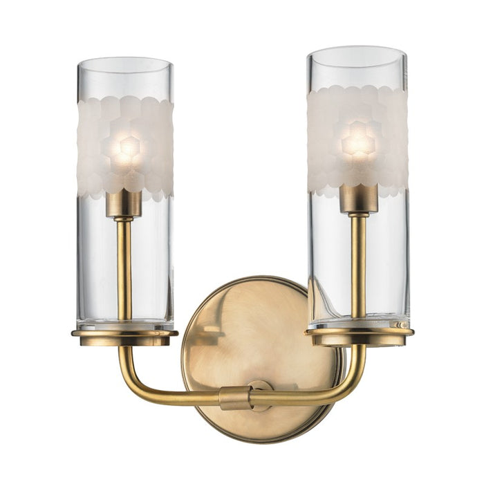 Hudson Valley 3902-AGB Wentworth Two Light Wall Sconce, Aged Brass Main Image.jpg