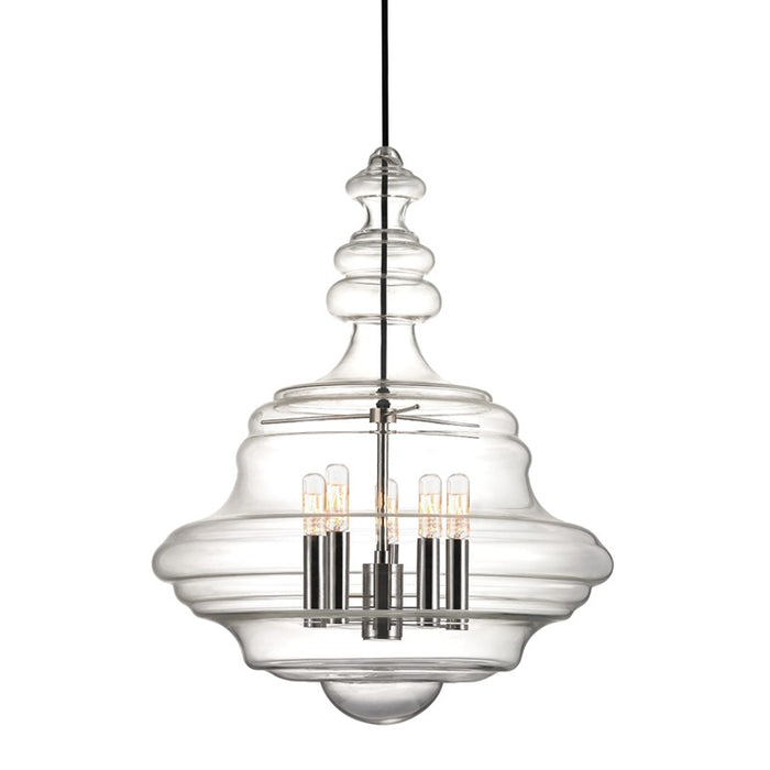 Hudson Valley 4020-PN Washington Five Light Pendant, Polished Nickel Main Image.jpg