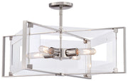 George Kovacs P1403-613 Crystal Clear Four Light Convertible Semi Flush / Pendant, Polished Nickel Main Image.jpg