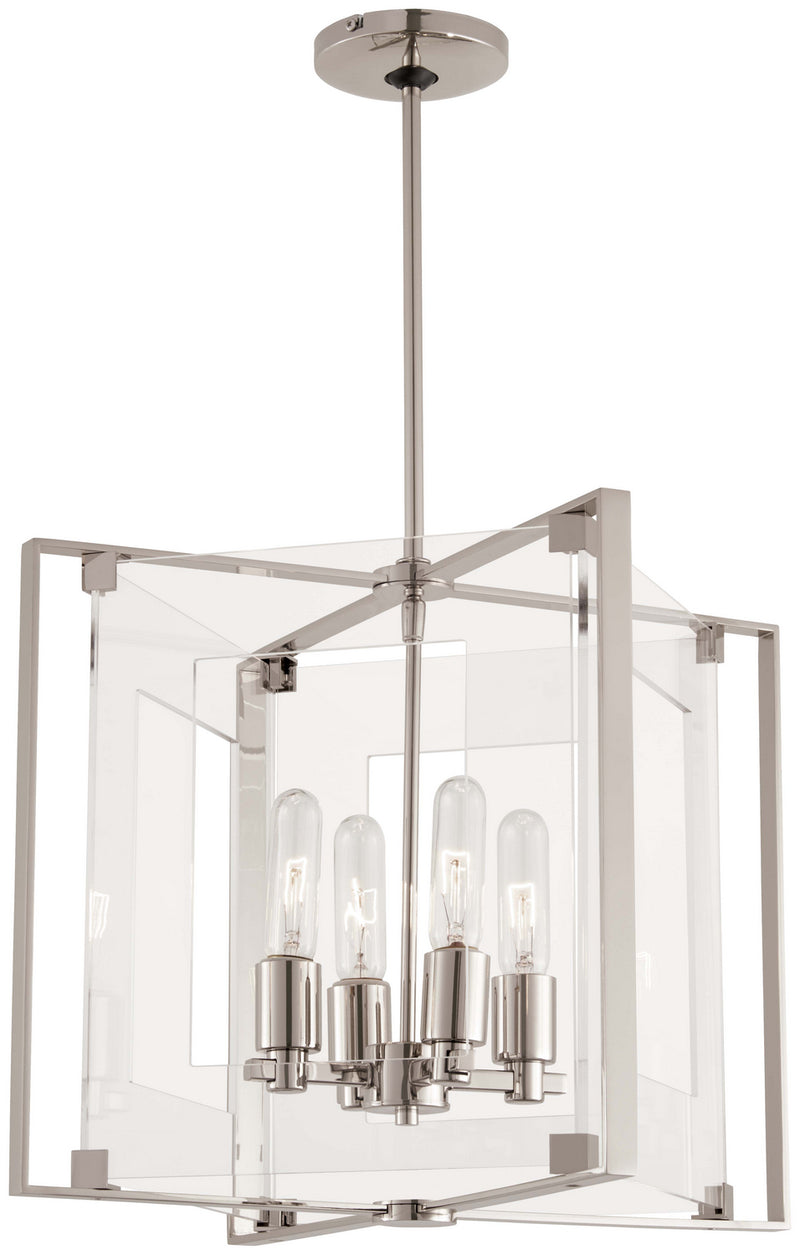 George Kovacs P1404-613 Crystal Clear Four Light Pendant, Polished Nickel Main Image.jpg