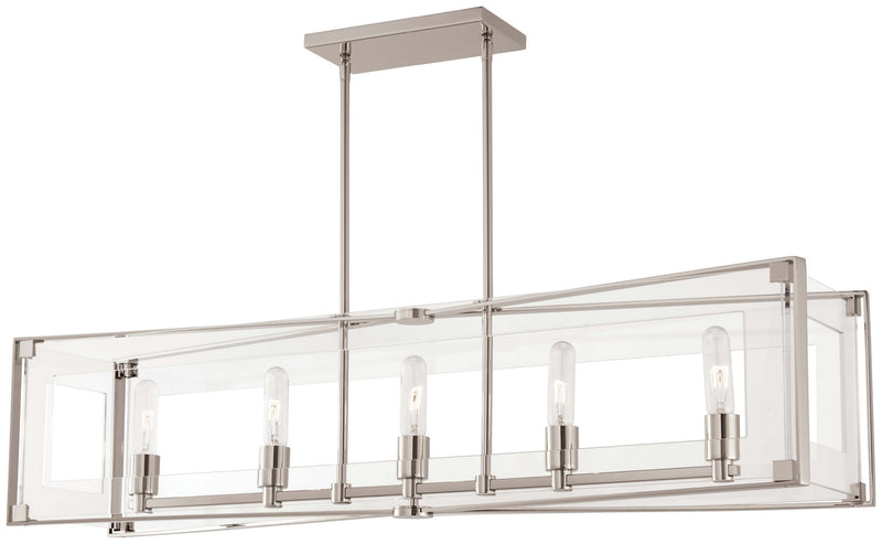 George Kovacs P1405-613 Crystal Clear Five Light Island Pendant, Polished Nickel Main Image.jpg