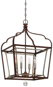 Minka-Lavery 4344-593 Astrapia Four Light Foyer Pendant, Dark Rubbed Sienna With Aged Silver Main Image.jpg