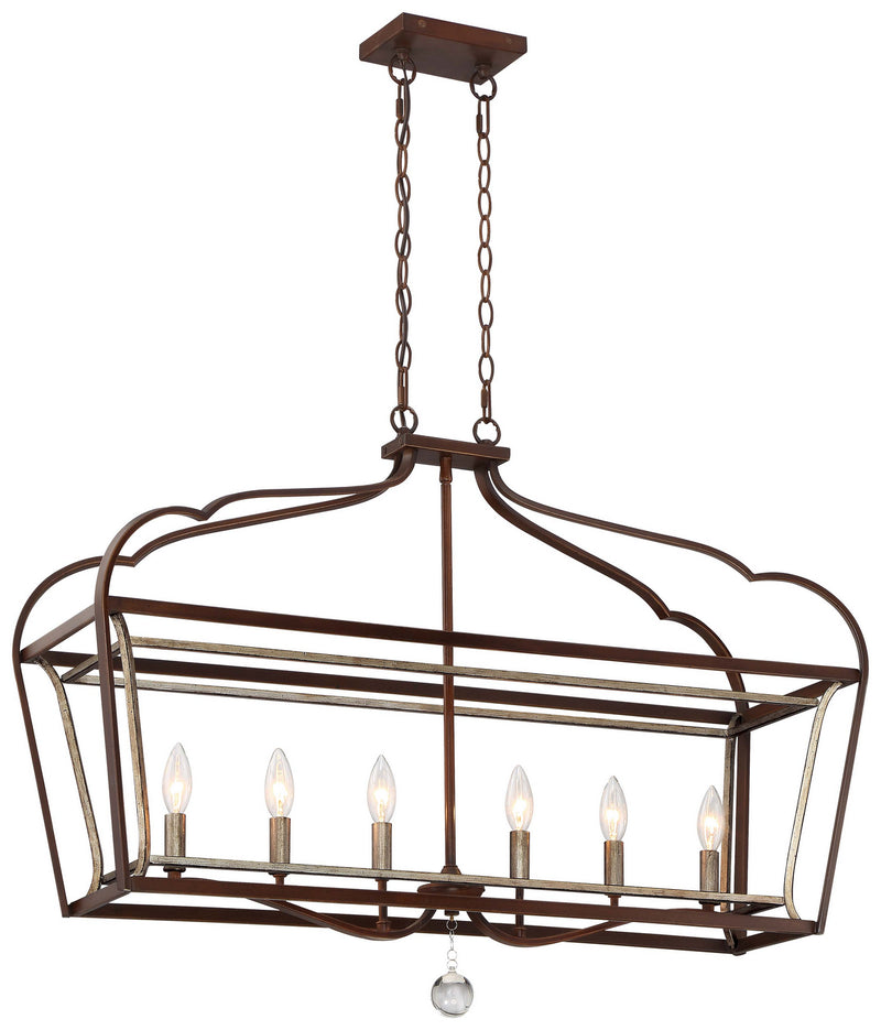 Minka-Lavery 4346-593 Astrapia Six Light Island Pendant, Dark Rubbed Sienna With Aged Silver Main Image.jpg